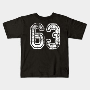 Number 63 Grungy in white Kids T-Shirt